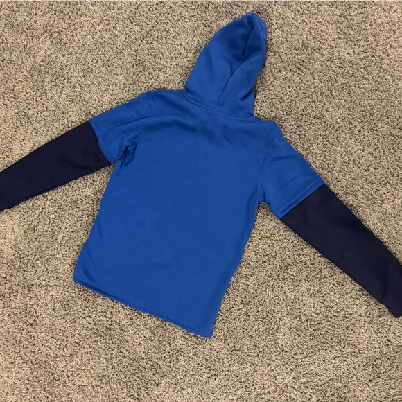 Boys Under Armour Royal Blue Hoodie with Navy Sleeves, size XL - Picture 8 of 8